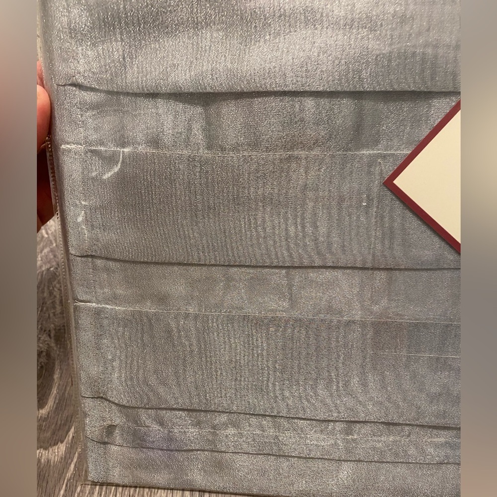 Pottery Barn Pleat Silk Organza Runner 16” X 70” Silver Shiny NIP - Picture 7 of 9